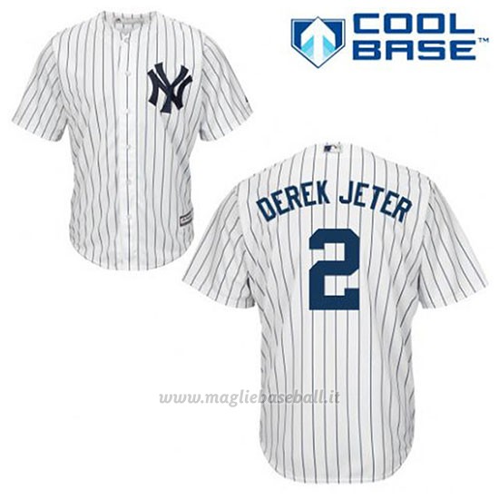 Maglia Baseball Uomo New York Yankees Derek Jeter 2 Bianco 1ªCool Base